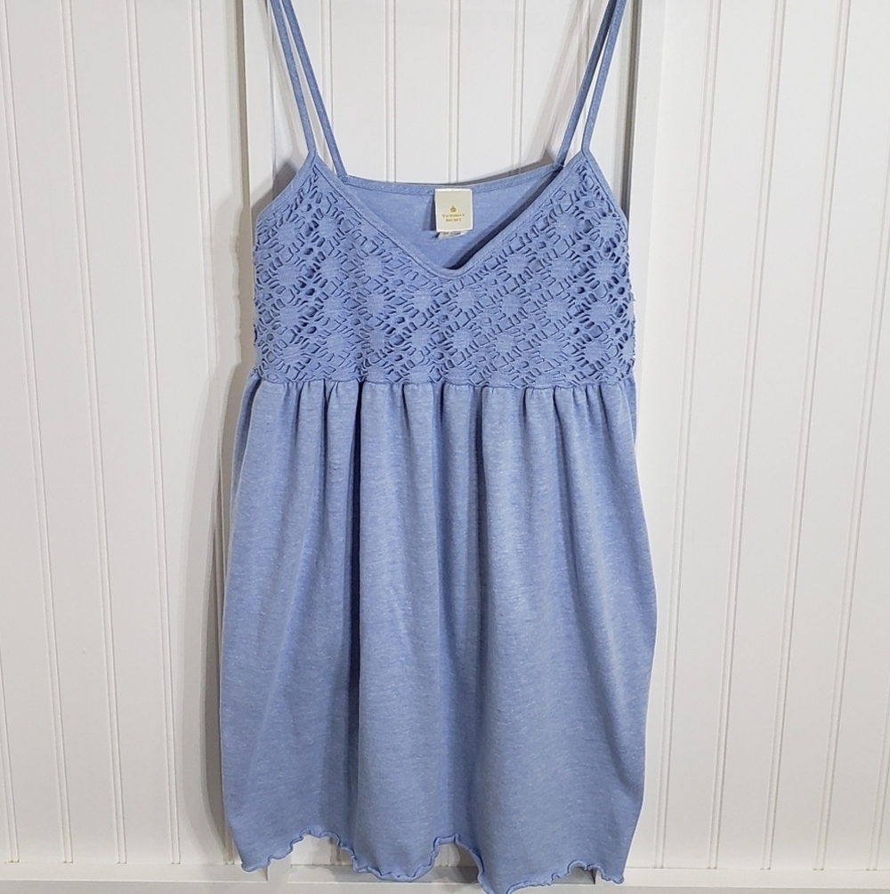 Victoria's Secret Gold Label Babydoll Nightie Baby Blue Jersey Knit MADE IN USA